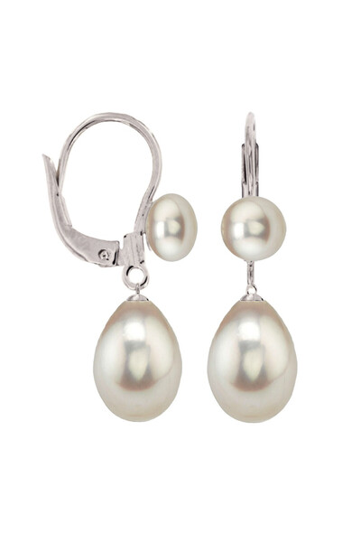 Kaskadda Cercei Perle Mari Albe Princess, Forma Lacrimă, Argint 925 | KASKADDA®