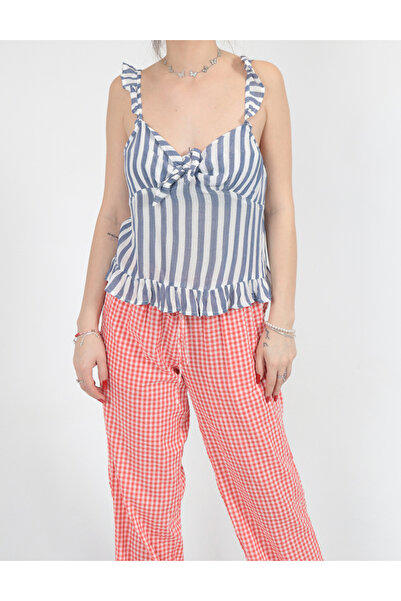 AMERICAN EAGLE Top, White/Blue