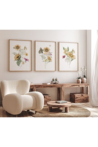 NinaStore Ayçiçeği Fidanlık Baskısı: Bohem Kır Çiçeği Duvar Sanatı