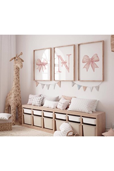NinaStore Pembe Fiyonklu Baskı: Kız Çocuk Odası Duvar Sanatı