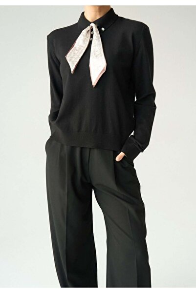 Serpirella Butik Πλεκτό πουλόβερ με κασκόλ