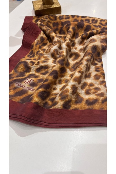 ENRİCO FERRİ Modal Cotton Leopard Shawl