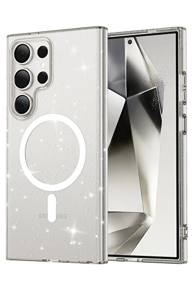 Fuchsia غطاء هاتف سامسونج جالاكسي S23 الترا ستار متوافق مع ماج سيف - شفاف