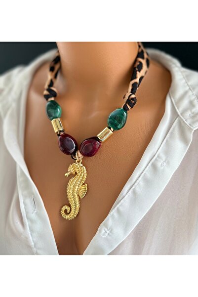 Limi Design Sea Horse Leopard Necklace-Bandana Necklace-Kerchief Necklace