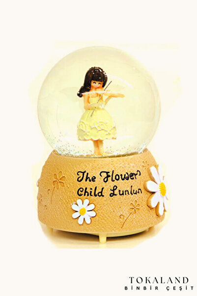 TOKALAND Dekoratif Müzisyen Kemancı Kız,Papatya Temalı Renk Değiştiren Işıklı...