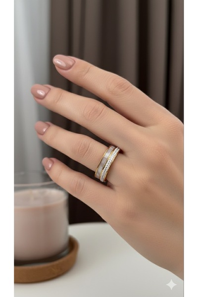 SADEN AKSESUAR Sirali Stone Gold Ring