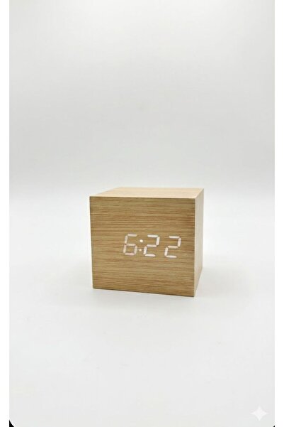 OEM Wooden desk clock in the shape of a digital cube