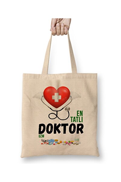 Toyaso Doctor Doctorate Gift Physician White Cloth Bag Long Handle Shopping Bag Beach Tote Bag