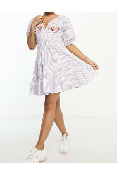 Evendi Rochie scurta, Alb/Mov