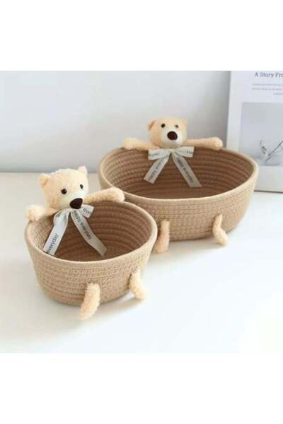 genernic New cotton organizer basket set - cute shapes (gray & beige)