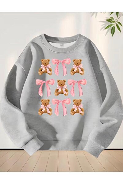 No Plan Girls' Sweatshirt with Bow Printed
