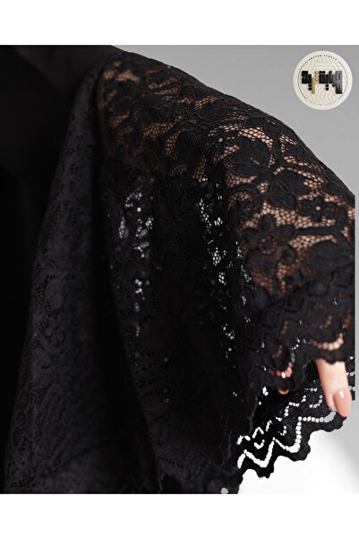 Threadline Abaya with wide lace sleeves for evening wear - Product number 1017