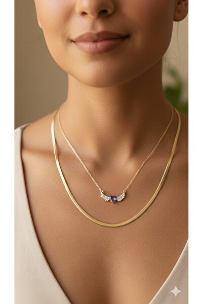 Elora Veyn Women's Italian Chain Winged Heart Combination Steel Necklace