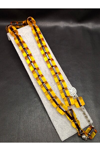 Han Ticarethane سبحة كبيرة الحجم من حجر العنبر الأصفر اللامع