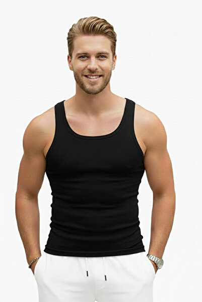 DeepSEA Men's Black-White Skin-Friendly 100% Cotton 2-Piece Men's Undershirt Set 2607071