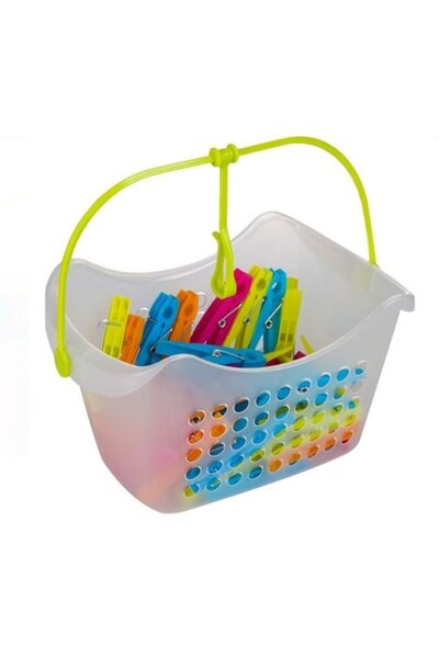 OEM Set of 40 clothes pegs with storage basket, 23x15x13 cm