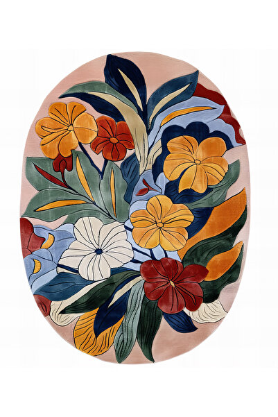 Rugs Modern Halı سجادة ديكور عصرية من مجموعة باريس بنمط أوراق وزهور متعددة الألوان وقاعدة منسوجة paris07