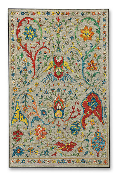 Rugs Modern Halı MOSSO Κρεμ Χρώματα Υφαντό Χαλί με Μοτίβο Κισσού και Λουλουδι...