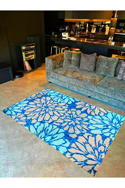 Rugs Modern Halı سجادة ديكور عصرية من مجموعة باريس بأنماط خطية بألوان زرقاء د...