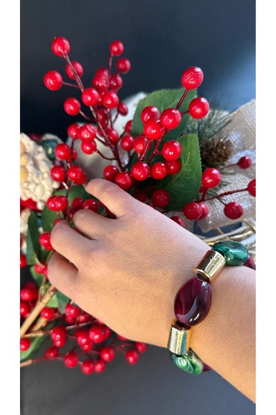 Limi Design Burgundy and Green Gold Detailed Bracelet