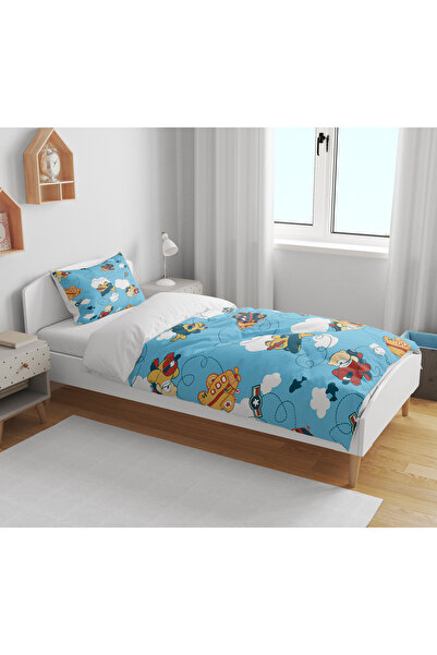 Home Airplane Patterned 3D Digital Printed Single Size Sheetless Children's Duvet Cover Set Sleeping Set