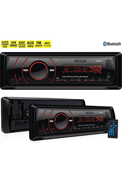 AUDİOMAX GoldMaster V850 BT 4x45W Bluetooth USB SD Kart AUX Girişli Kumandalı Ayrılabilir Panelli Oto Teyp
