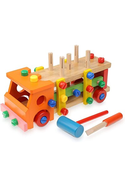 Arabest Wooden Activity Blocks – Vehicle Building Tool Set, Montessori Toy (3+)