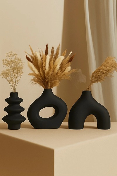 Minima Art Studio (موديل جديد) طقم مكون من 3 مزهريات بوهيمية بأسلوب إسكندنافي...