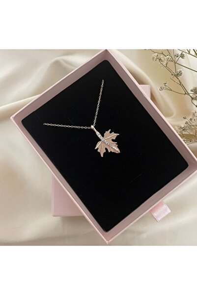 Lovera Jewellery 925 Ayar Gümüş Rose Sonbahar Yaprağı Kadın Kolye | Şık Minim...
