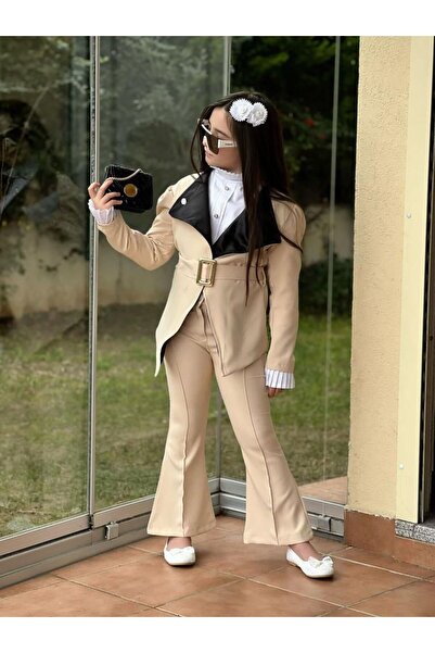 KOKOŞ BEBEK New Season's Most Glamorous Combination - Complete 4-Piece Set - Shirt/Jacket/Belt/Pants - Age 3/12 - 315