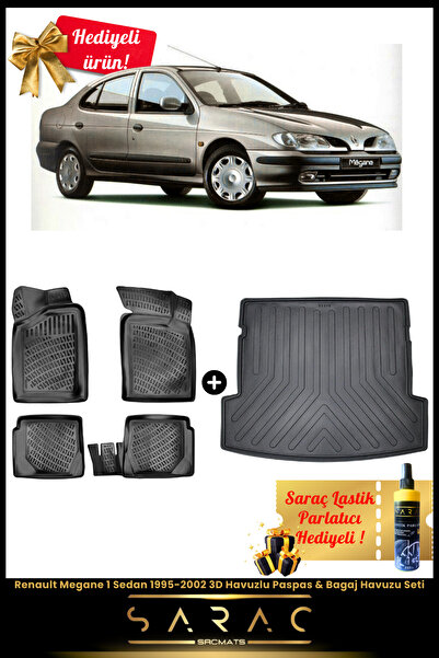 SRCMATS Renault Megane 1 Sedan 1995-2002 Araca Özel 3D Havuzlu Paspas & Bagaj...