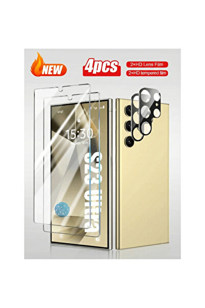 Generic Samsung S23 Ultra Protective Set includes 2 glass screen protectors + 2 camera lens protectors - Scratch Resistant