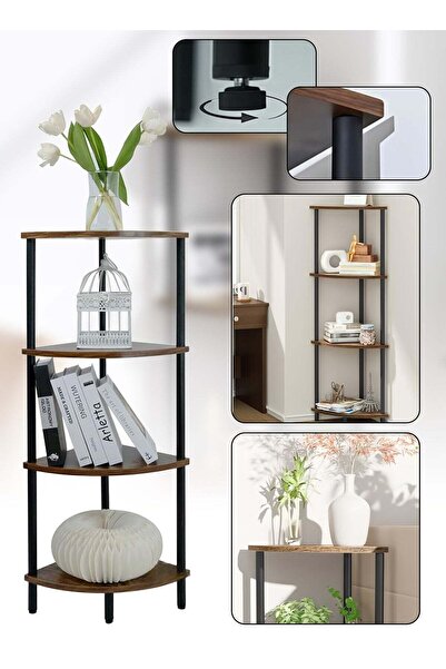 Generic Leon Home 4-Tier Corner Shelf with Metal Frame