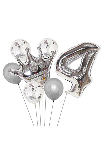 Generic 8-piece Set for 1th-9th Birthday Party Supplies Silver Number 0-9 Silver Crown Foil Sequin Balloons