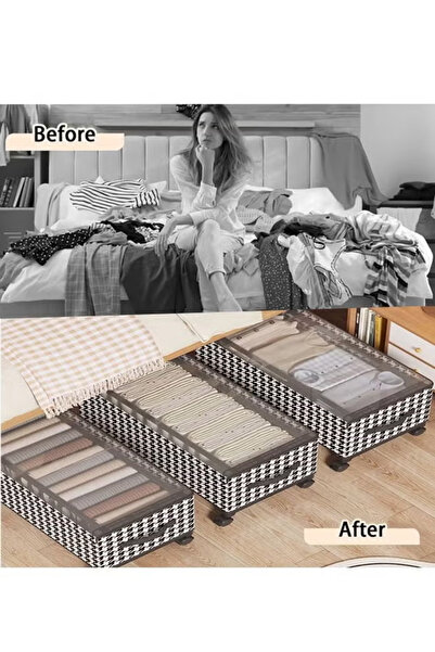 Generic Under-bed storage box with wheels and handle, transparent window, foldable and large capacity