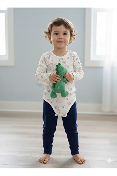 Şimo Butik Girl Boy Child Baby Long Sleeve Snap Fastener Bodysuit-Badi 100% O...