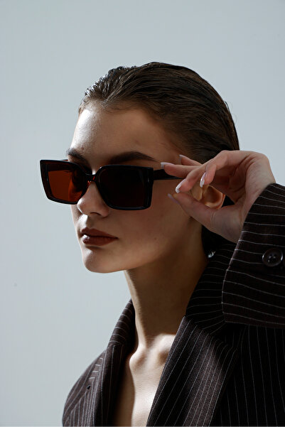 miii Nolita Rectangular Framed Brown Vintage Retro Glasses Uv Protected