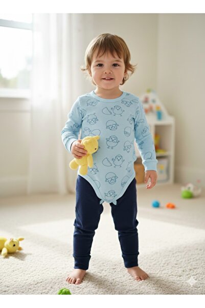 Şimo Butik Girl Boy Child Baby Long Sleeve Snap Fastener Bodysuit-Badi 100% O...