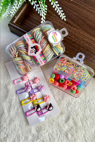 Bandana Sepetim bebek & çocuk hediyelik toka ve lastik seti