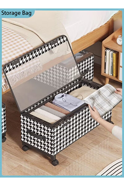 Generic Under-bed storage box with wheels and handle, transparent window, foldable and large capacity