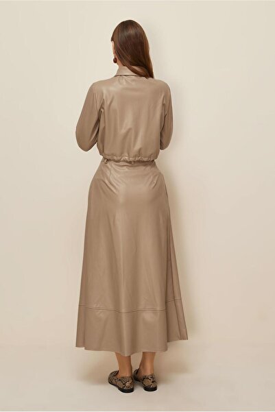 Alvina Artificial Leather Suit with Skirt 46064