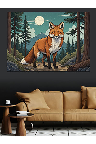 KanvasSepeti Vulpea din pădure Pictură în ulei de înaltă calitate texturat Ca...