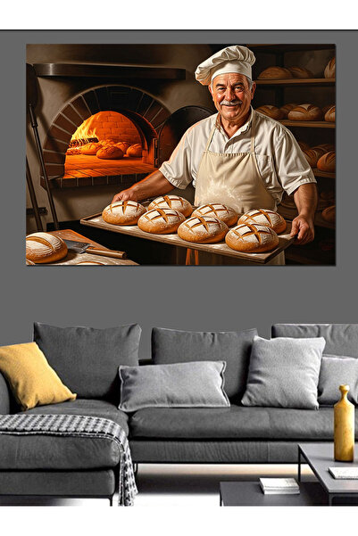 KanvasSepeti Pâine la cuptor Pictură în ulei de înaltă calitate texturat Pânz...