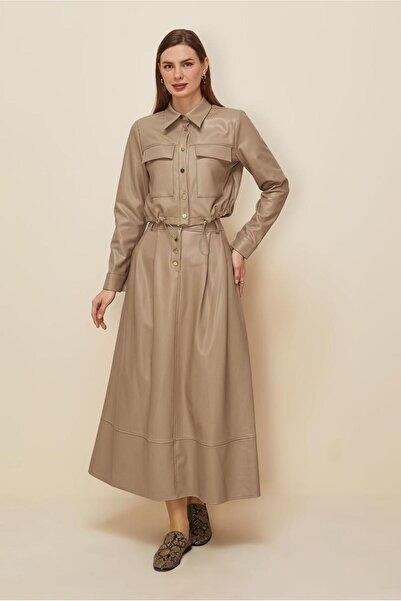 Alvina Artificial Leather Suit with Skirt 46064