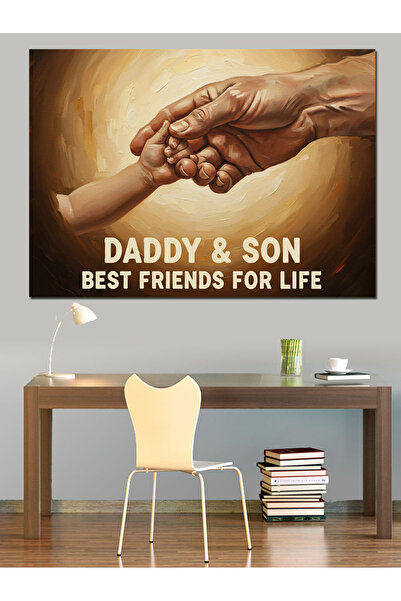 KanvasSepeti Πατέρας Γιος Φιλία Υψηλής ποιότητας ελαιογραφία Με υφή Καμβάς Κα...