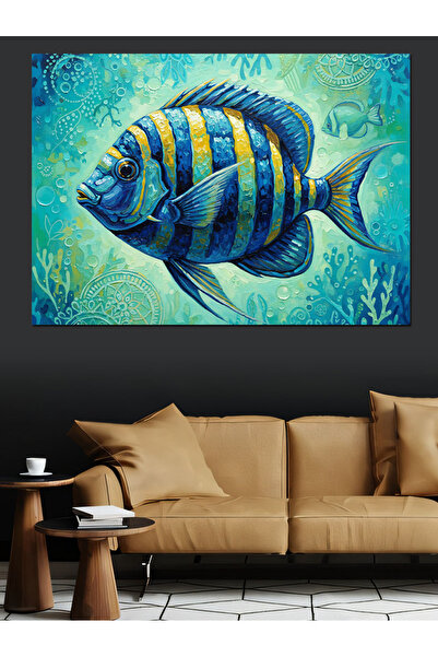 KanvasSepeti Culoare albastră galbenă Vopsea în ulei de înaltă calitate textu...