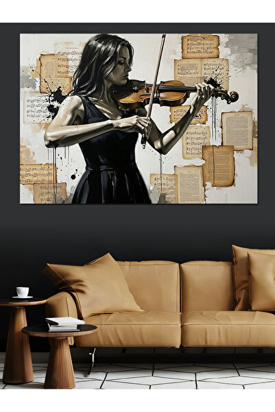 KanvasSepeti Femeie cântând la vioară Pictură în ulei de înaltă calitate text...
