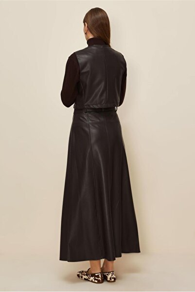 Alvina Artificial Leather Suit with Skirt 46033