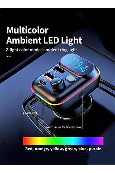 Generic Bluetooth5.0 Adapter for Car Wireless FM Radio Transmitter, MP3 Music Player, QC3.0 + PD 20W USB