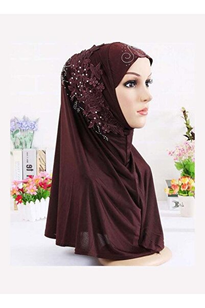 Generic Lace Splicing Headscarf Deep Coffee